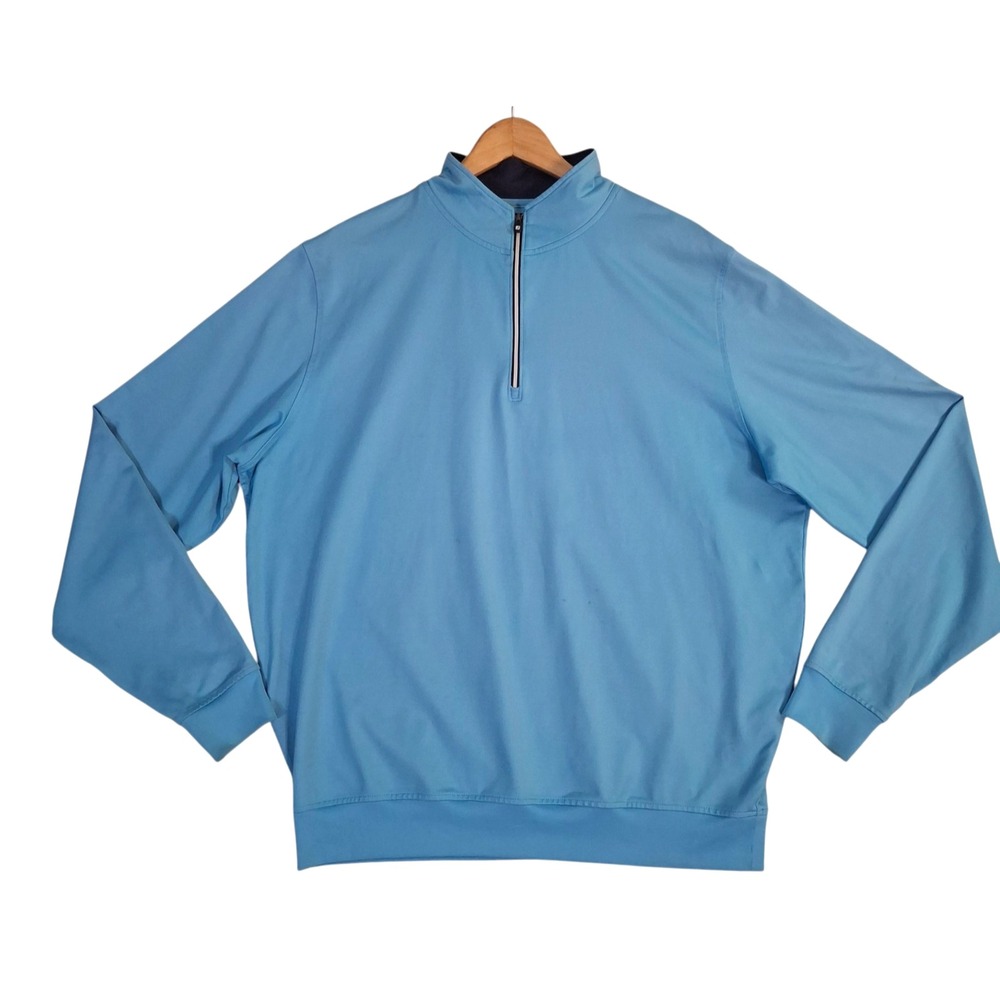 FootJoy 1/4 Zip Golf Pullover Mens Large Light Blue Performance Mock Neck
